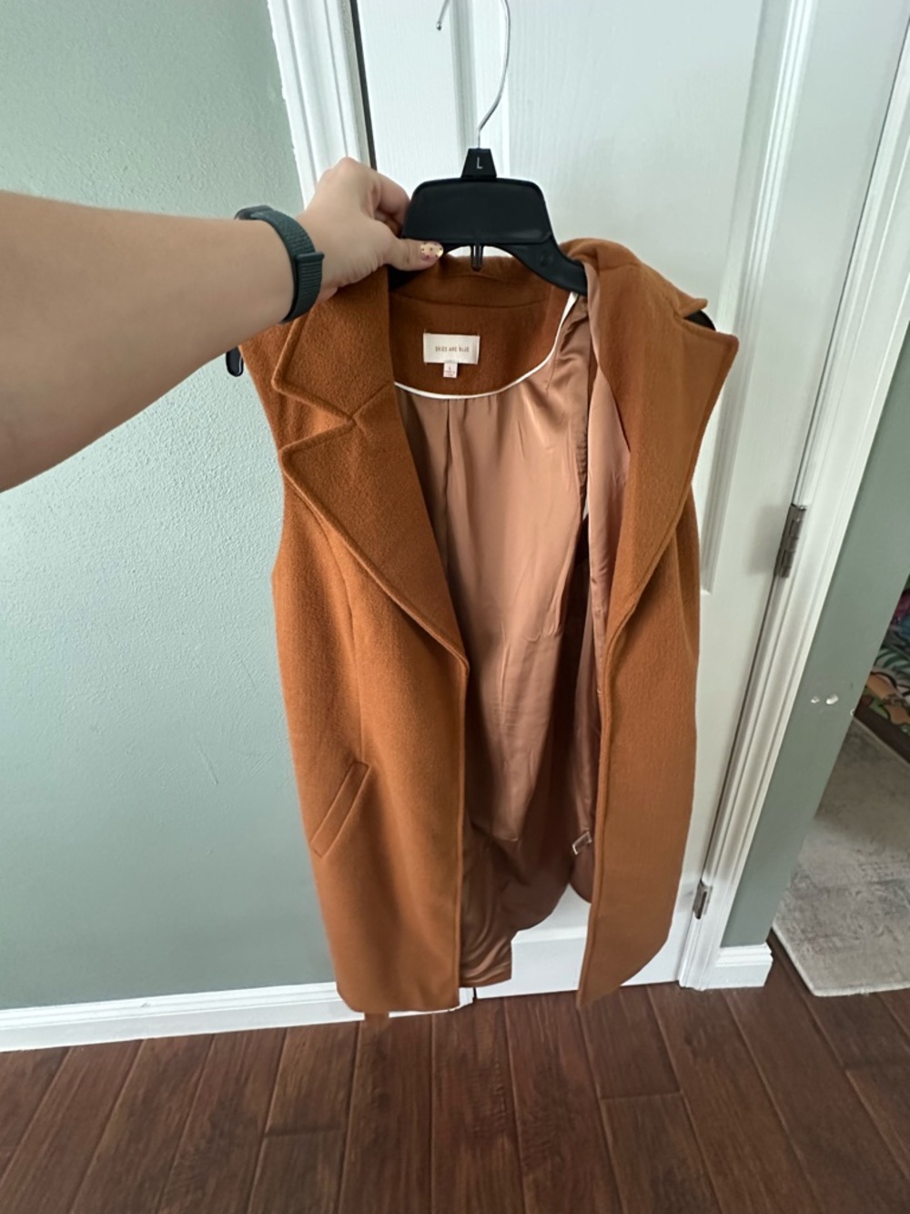 Skies Are Blue Sleeveless Coat Vest in Rust Orange